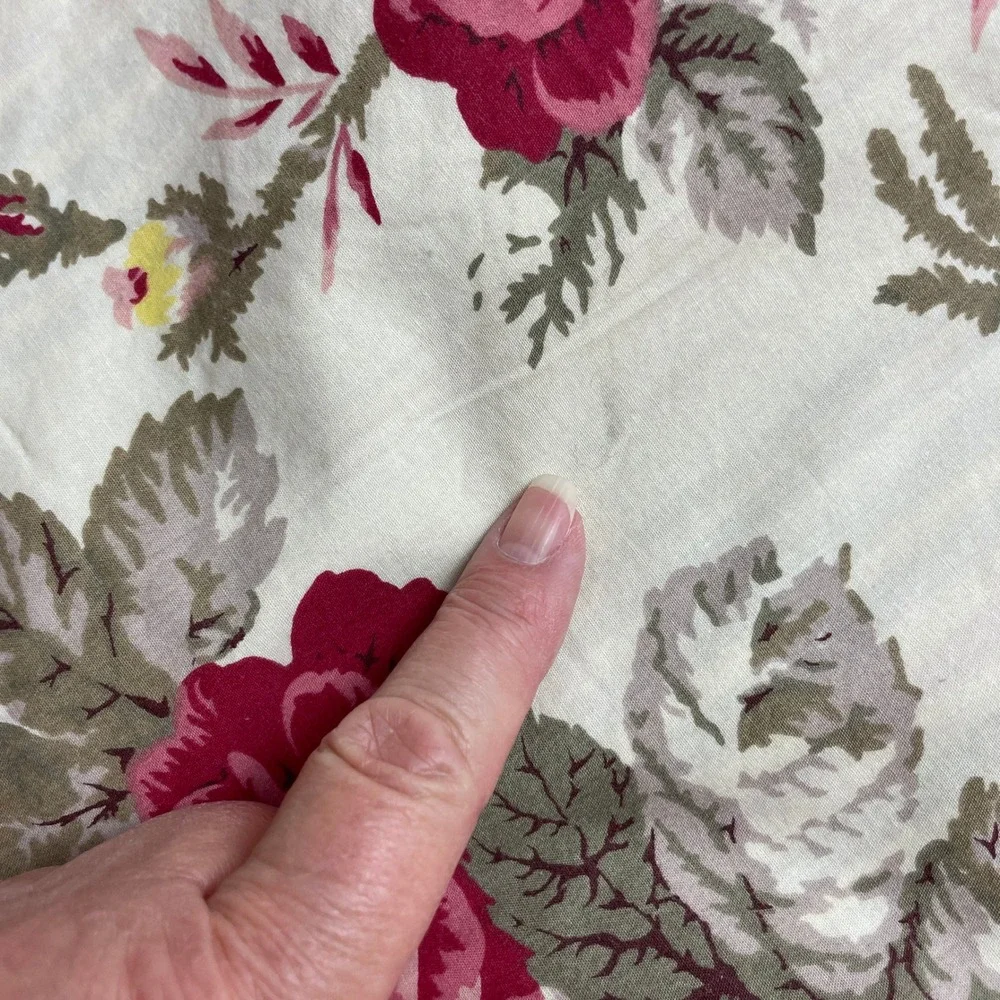 Pottery Barn Duvet Cover 2 Standard Shams Full Size Cream Cabbage Roses Stripes